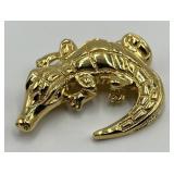 St. John Alligator Brooch Pin - Gold Tone - 2.25 x 2 in, 0.25 in thick