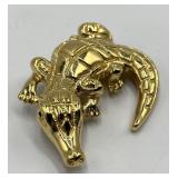 St. John Alligator Brooch Pin - Gold Tone - 2.25 x 2 in, 0.25 in thick