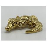 St. John Alligator Brooch Pin - Gold Tone - 2.25 x 2 in, 0.25 in thick