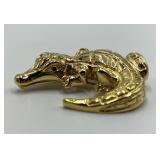 St. John Alligator Brooch Pin - Gold Tone - 2.25 x 2 in, 0.25 in thick