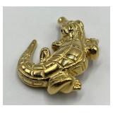 St. John Alligator Brooch Pin - Gold Tone - 2.25 x 2 in, 0.25 in thick