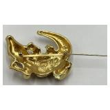 St. John Alligator Brooch Pin - Gold Tone - 2.25 x 2 in, 0.25 in thick