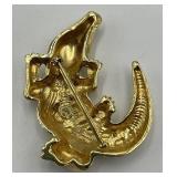 St. John Alligator Brooch Pin - Gold Tone - 2.25 x 2 in, 0.25 in thick