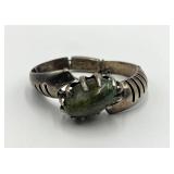 Mexican Sterling Silver Turquoise Cuff Bracelet - 3in L x 0.5in W