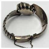 Mexican Sterling Silver Turquoise Cuff Bracelet - 3in L x 0.5in W