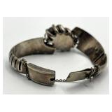 Mexican Sterling Silver Turquoise Cuff Bracelet - 3in L x 0.5in W