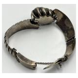 Mexican Sterling Silver Turquoise Cuff Bracelet - 3in L x 0.5in W