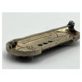 Antique German Sterling Silver Brooch Pin, 1.75 x 0.75 in, Intricate Filigree with Stones