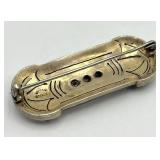 Antique German Sterling Silver Brooch Pin, 1.75 x 0.75 in, Intricate Filigree with Stones