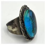 Sterling Triplet Opal Ring - Size 10
