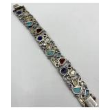 925 Sterling Silver Bezel Gemstone Bracelet 8 in L x 1 in W - Italian-made