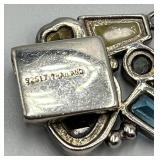 925 Sterling Silver Bezel Gemstone Bracelet 8 in L x 1 in W - Italian-made