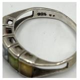 Rainbow Gemstone Ring - 925 Sterling Silver, Size 7
