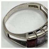 Rainbow Gemstone Ring - 925 Sterling Silver, Size 7