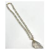 Crystal Bead Necklace - 11 in L - Large Teardrop Pendant
