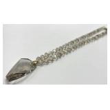 Crystal Bead Necklace - 11 in L - Large Teardrop Pendant