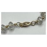 Crystal Bead Necklace - 11 in L - Large Teardrop Pendant