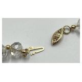 Crystal Bead Necklace - 11 in L - Large Teardrop Pendant