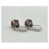 Sterling Silver Pink Stone Earrings 0.25 in Diameter