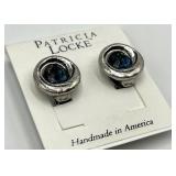 Patricia Locke Clip-On Earrings - 0.75 in Diameter, Blue Stones