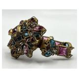Robert Original Brooch Bracelet - 6.5in L, Center 1.5x1.25, Multicolor Crystals