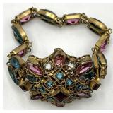 Robert Original Brooch Bracelet - 6.5in L, Center 1.5x1.25, Multicolor Crystals