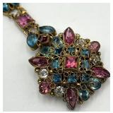Robert Original Brooch Bracelet - 6.5in L, Center 1.5x1.25, Multicolor Crystals