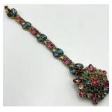 Robert Original Brooch Bracelet - 6.5in L, Center 1.5x1.25, Multicolor Crystals