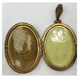 Onyx Cameo Locket Pendant - Gold-Tone Beaded Edge, 3 x 1.75 in (Open 3.25 x 2.25 in)