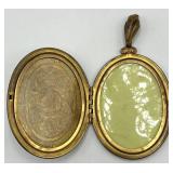 Onyx Cameo Locket Pendant - Gold-Tone Beaded Edge, 3 x 1.75 in (Open 3.25 x 2.25 in)