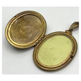 Onyx Cameo Locket Pendant - Gold-Tone Beaded Edge, 3 x 1.75 in (Open 3.25 x 2.25 in)