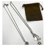 Lois Hill 925 Necklaces (2) with Charm Pendants - 9.5 in L, Charms 0.5-0.75 in D