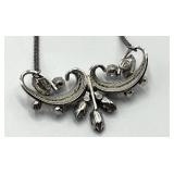 Van Dell Sterling Necklace & Screw-On Earrings - 8in Necklace, Pendant 1x1.75in