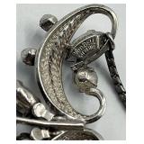 Van Dell Sterling Necklace & Screw-On Earrings - 8in Necklace, Pendant 1x1.75in