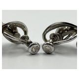 Van Dell Sterling Necklace & Screw-On Earrings - 8in Necklace, Pendant 1x1.75in