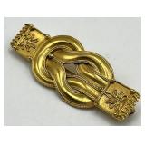 MMA Rope Knot Brooch - 2 in x 0.75 in - Gold Tone