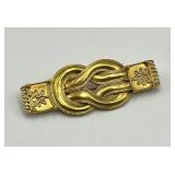 MMA Rope Knot Brooch - 2 in x 0.75 in - Gold Tone