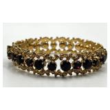 Garnet Gold Bangle Bracelet - 2.5 Dia x 0.5 W, Garnet Stones 0.15 Dia