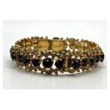 Garnet Gold Bangle Bracelet - 2.5 Dia x 0.5 W, Garnet Stones 0.15 Dia