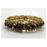 Garnet Gold Bangle Bracelet - 2.5 Dia x 0.5 W, Garnet Stones 0.15 Dia
