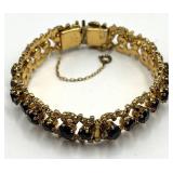 Garnet Gold Bangle Bracelet - 2.5 Dia x 0.5 W, Garnet Stones 0.15 Dia