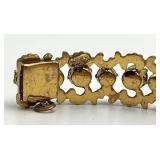 Garnet Gold Bangle Bracelet - 2.5 Dia x 0.5 W, Garnet Stones 0.15 Dia
