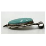925 Sterling Silver Turquoise Pendant - 2.5 x 1.25 x 0.25 in