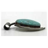925 Sterling Silver Turquoise Pendant - 2.5 x 1.25 x 0.25 in