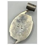 925 Sterling Silver Turquoise Pendant - 2.5 x 1.25 x 0.25 in