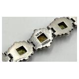Indonesian 925 Sterling Silver Bracelet - 8 in Length, Multicolor Square Gemstones