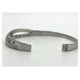 Roman Numeral Crossover Bangle Bracelet - Crystal Accents, Silver Tone, 2.5 x 2.25 x 0.25 in