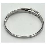 Roman Numeral Crossover Bangle Bracelet - Crystal Accents, Silver Tone, 2.5 x 2.25 x 0.25 in