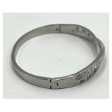 Roman Numeral Crossover Bangle Bracelet - Crystal Accents, Silver Tone, 2.5 x 2.25 x 0.25 in