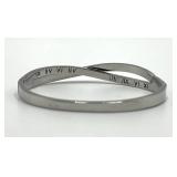 Roman Numeral Crossover Bangle Bracelet - Crystal Accents, Silver Tone, 2.5 x 2.25 x 0.25 in
